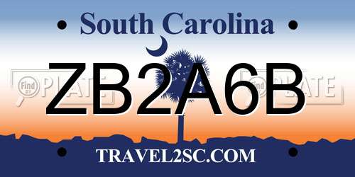 ZB2A6B South Carolina License Plate