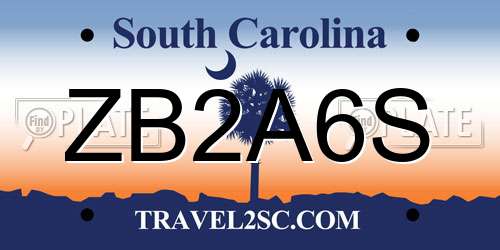 ZB2A6S South Carolina License Plate