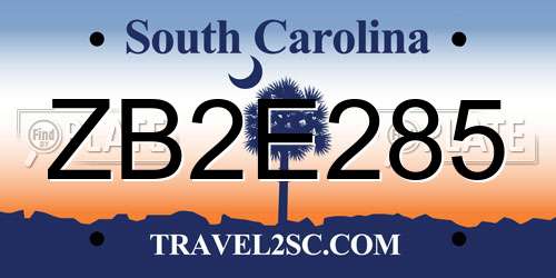 ZB2E285 South Carolina License Plate