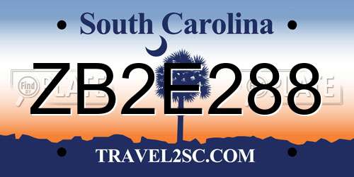 ZB2E288 South Carolina License Plate