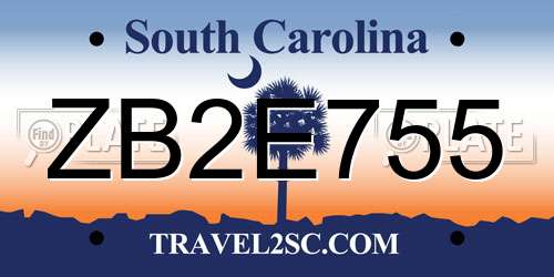 ZB2E755 South Carolina License Plate
