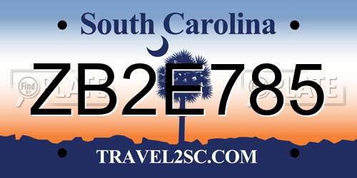 ZB2E785 South Carolina License Plate