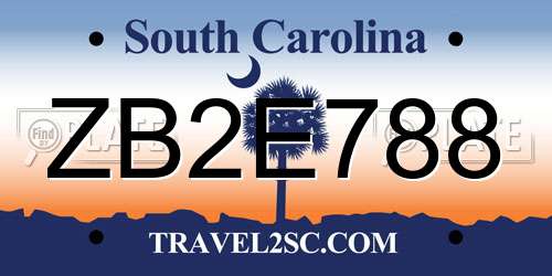 ZB2E788 South Carolina License Plate