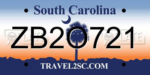 ZB2O721 South Carolina License Plate