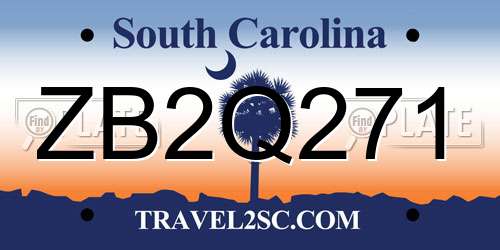 ZB2Q271 South Carolina License Plate
