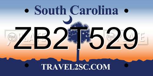ZB2T529 South Carolina License Plate