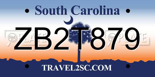 ZB2T879 South Carolina License Plate