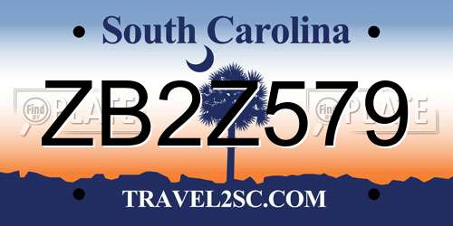 ZB2Z579 South Carolina License Plate