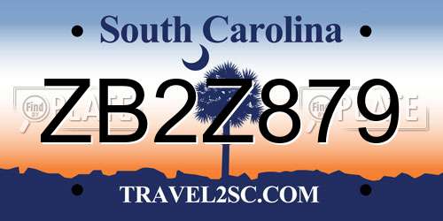 ZB2Z879 South Carolina License Plate