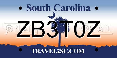 ZB3T0Z South Carolina License Plate