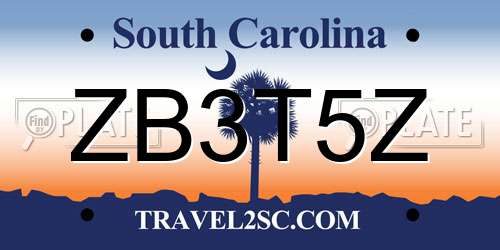ZB3T5Z South Carolina License Plate