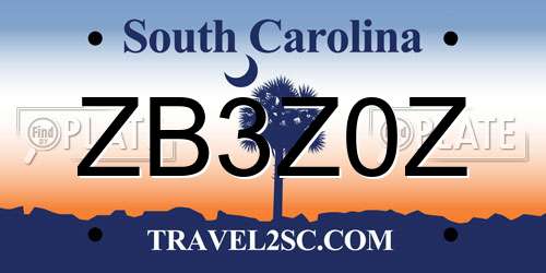 ZB3Z0Z South Carolina License Plate