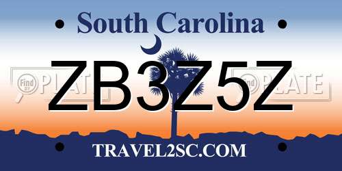 ZB3Z5Z South Carolina License Plate