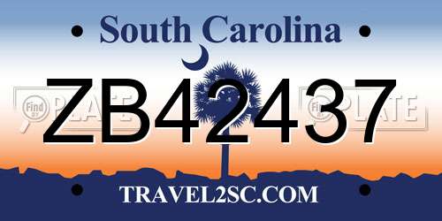 ZB42437 South Carolina License Plate