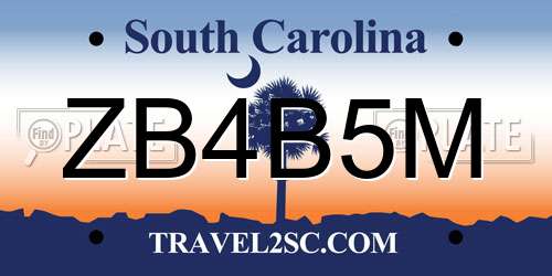 ZB4B5M South Carolina License Plate