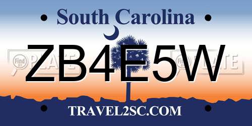 ZB4E5W South Carolina License Plate