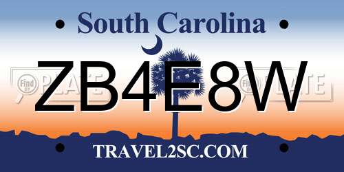 ZB4E8W South Carolina License Plate