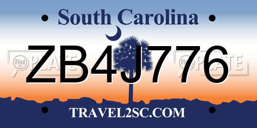 ZB4J776 South Carolina License Plate