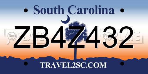 ZB4Z432 South Carolina License Plate