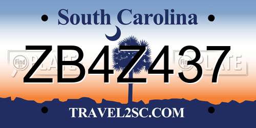 ZB4Z437 South Carolina License Plate