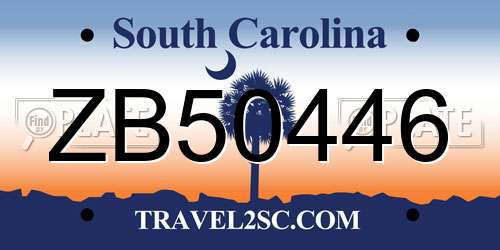 ZB50446 South Carolina License Plate
