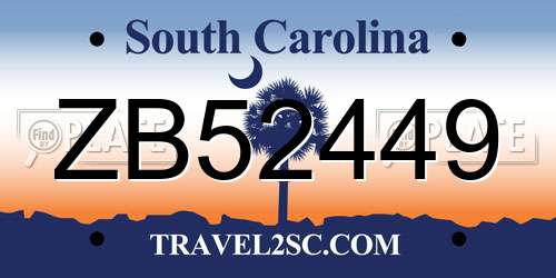 ZB52449 South Carolina License Plate