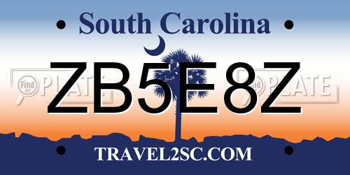 ZB5E8Z South Carolina License Plate
