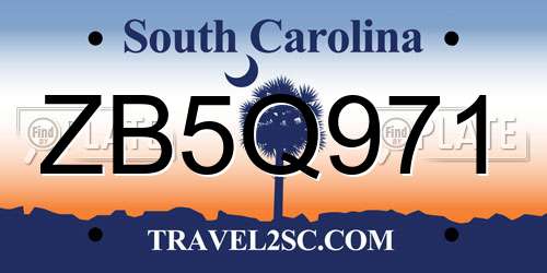 ZB5Q971 South Carolina License Plate