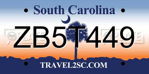 ZB5T449 South Carolina License Plate