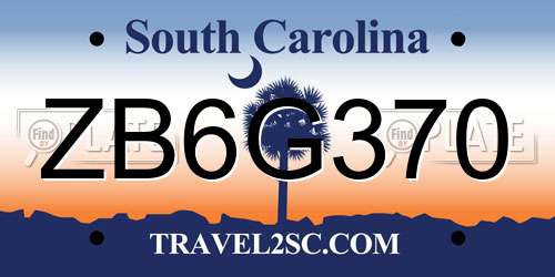 ZB6G370 South Carolina License Plate