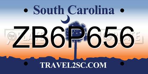 ZB6P656 South Carolina License Plate