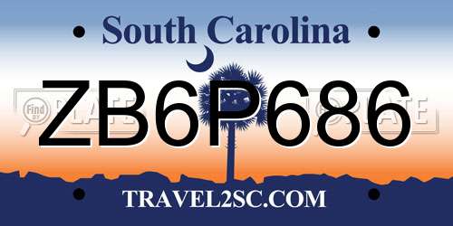 ZB6P686 South Carolina License Plate