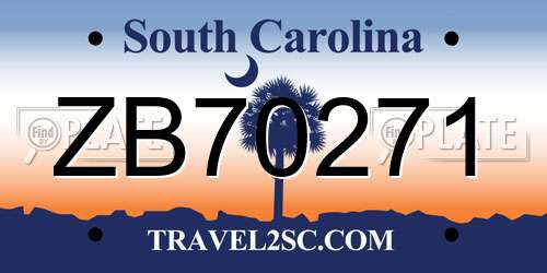 ZB70271 South Carolina License Plate