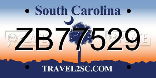 ZB77529 South Carolina License Plate