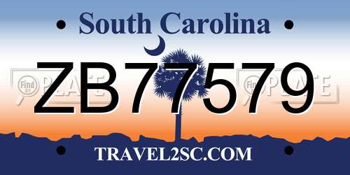 ZB77579 South Carolina License Plate