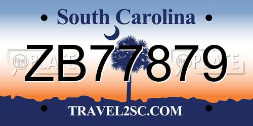 ZB77879 South Carolina License Plate