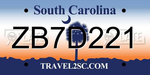 ZB7D221 South Carolina License Plate