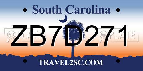 ZB7D271 South Carolina License Plate