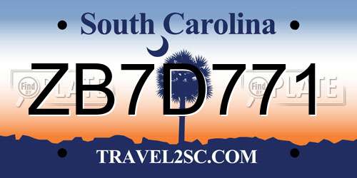 ZB7D771 South Carolina License Plate
