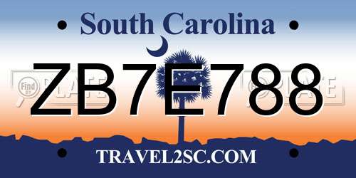 ZB7E788 South Carolina License Plate