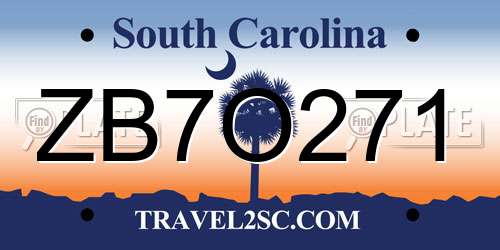 ZB7O271 South Carolina License Plate