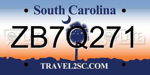 ZB7Q271 South Carolina License Plate