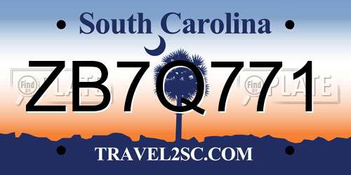 ZB7Q771 South Carolina License Plate