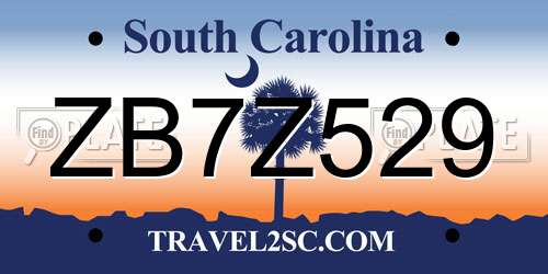 ZB7Z529 South Carolina License Plate
