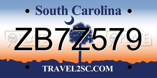 ZB7Z579 South Carolina License Plate