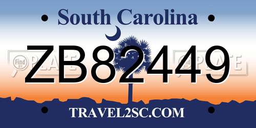 ZB82449 South Carolina License Plate