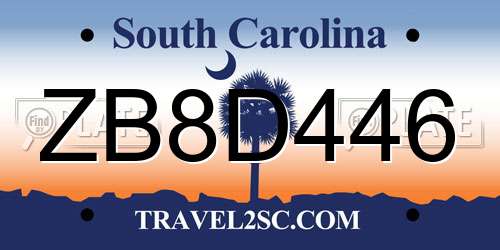 ZB8D446 South Carolina License Plate