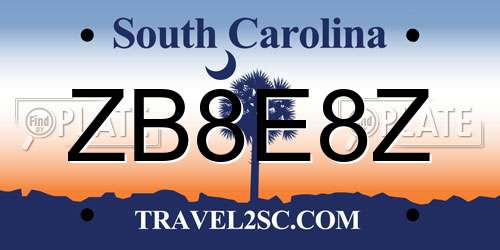 ZB8E8Z South Carolina License Plate