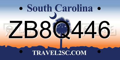 ZB8Q446 South Carolina License Plate
