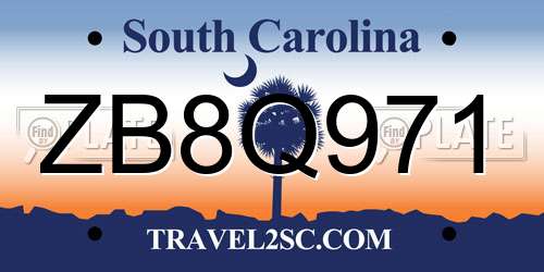 ZB8Q971 South Carolina License Plate